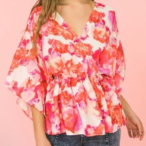 Flying tomato Paige peplum kimono top size large